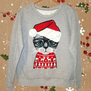 Santa Claws Cat Christmas Sweater Size Small